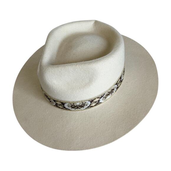 Lack of Color Beverly Ivory 100% Wool Wide Brimmed Fedora Hat Size Small NWT - Picture 2 of 7